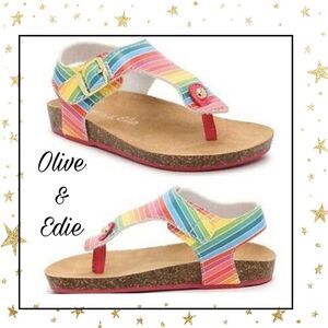 New Olive & Edie Rainbow Thong Sandals 9 1…